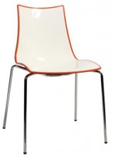 Zebra Bi Colour Visitor Chair. Chrome Legs. White With Orange